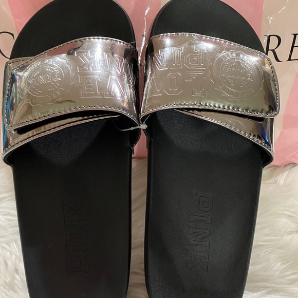 🍃VS PINK Slide Sandals Mettalic - Picture 4 of 4